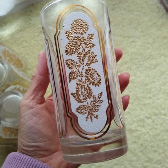 vintage 60s frosted floral highball glass x8 set - Picture 2 of 9